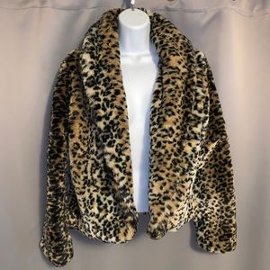 Faux Fur Leopard Print Coat